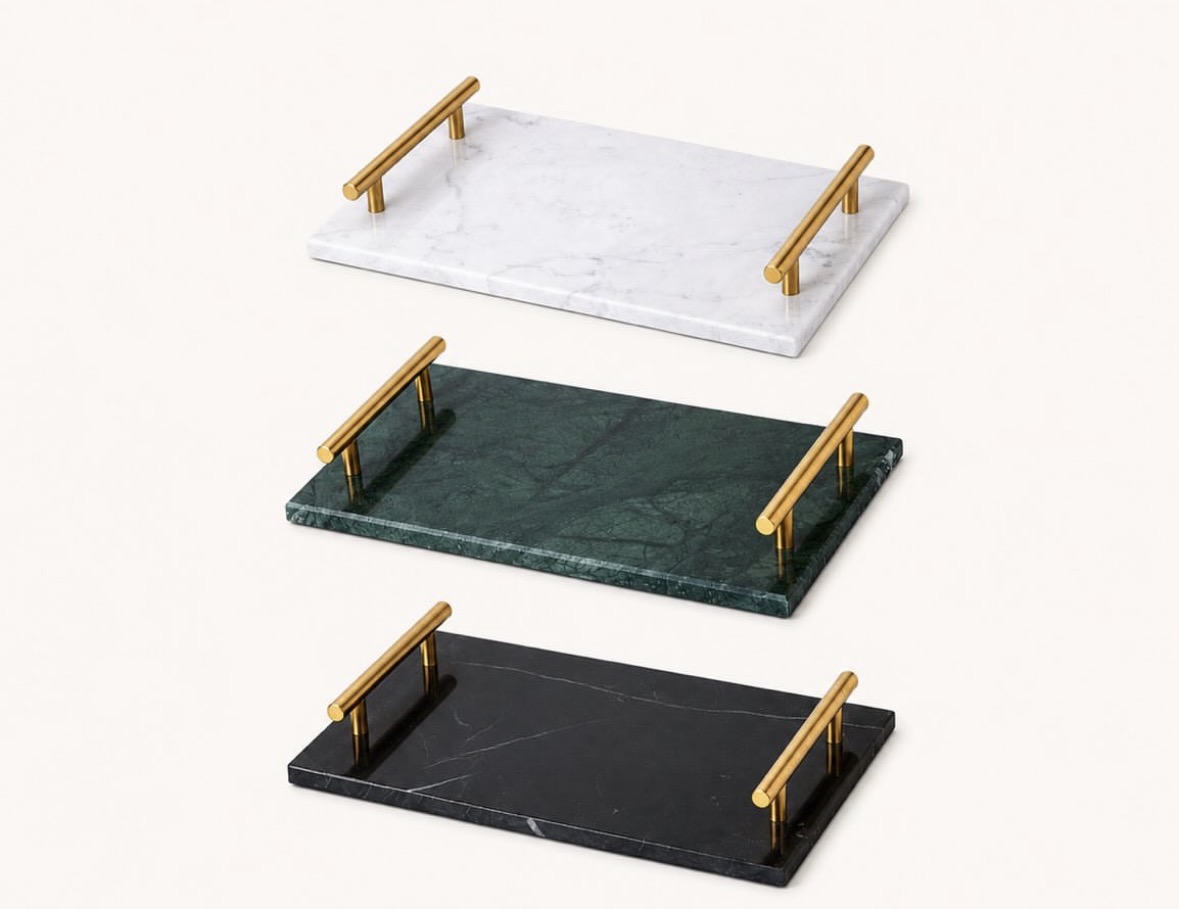 Tray with brass handles